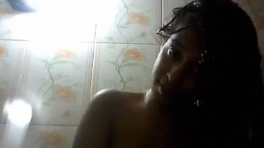 Cute face desi girl naked in bathroom solo show